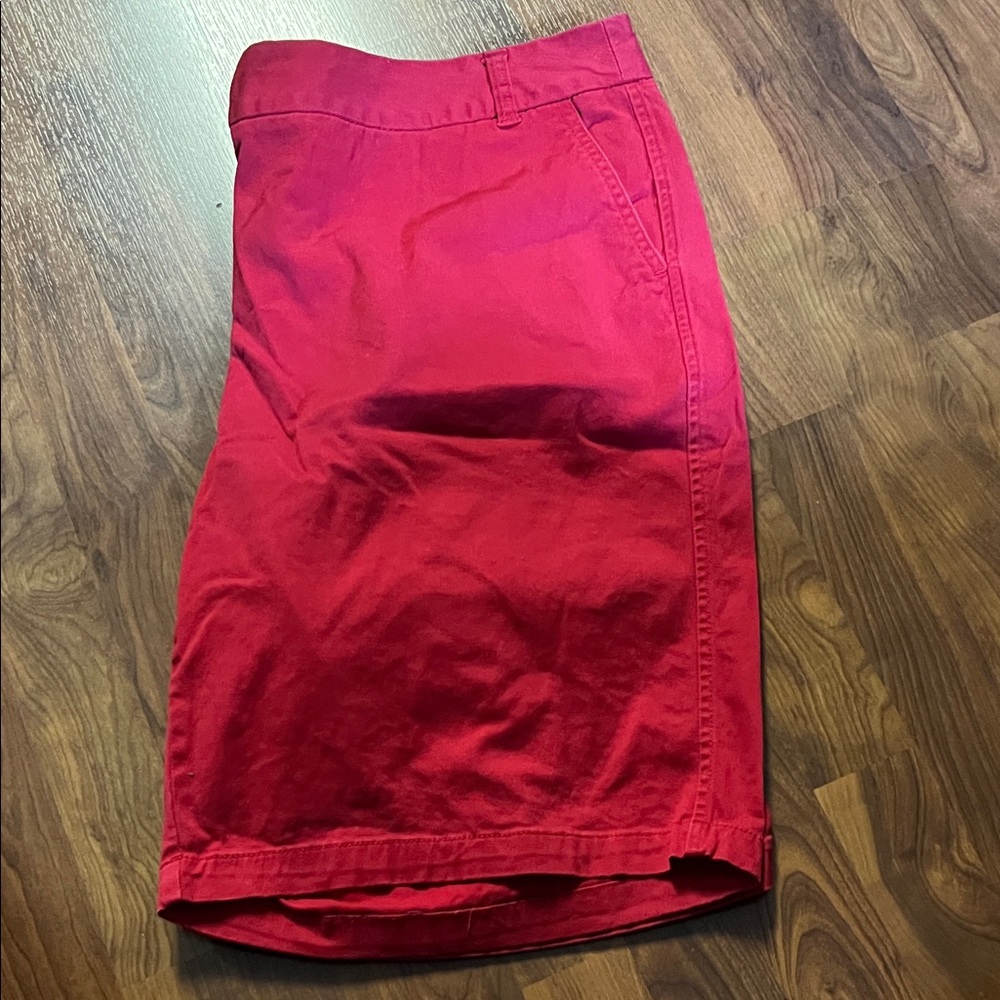 Red Knee-Length Shorts